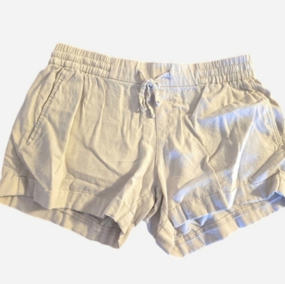 Linen Shorts Cream White Old Navy Small Elastic Waistband Casual Lounge Comfy